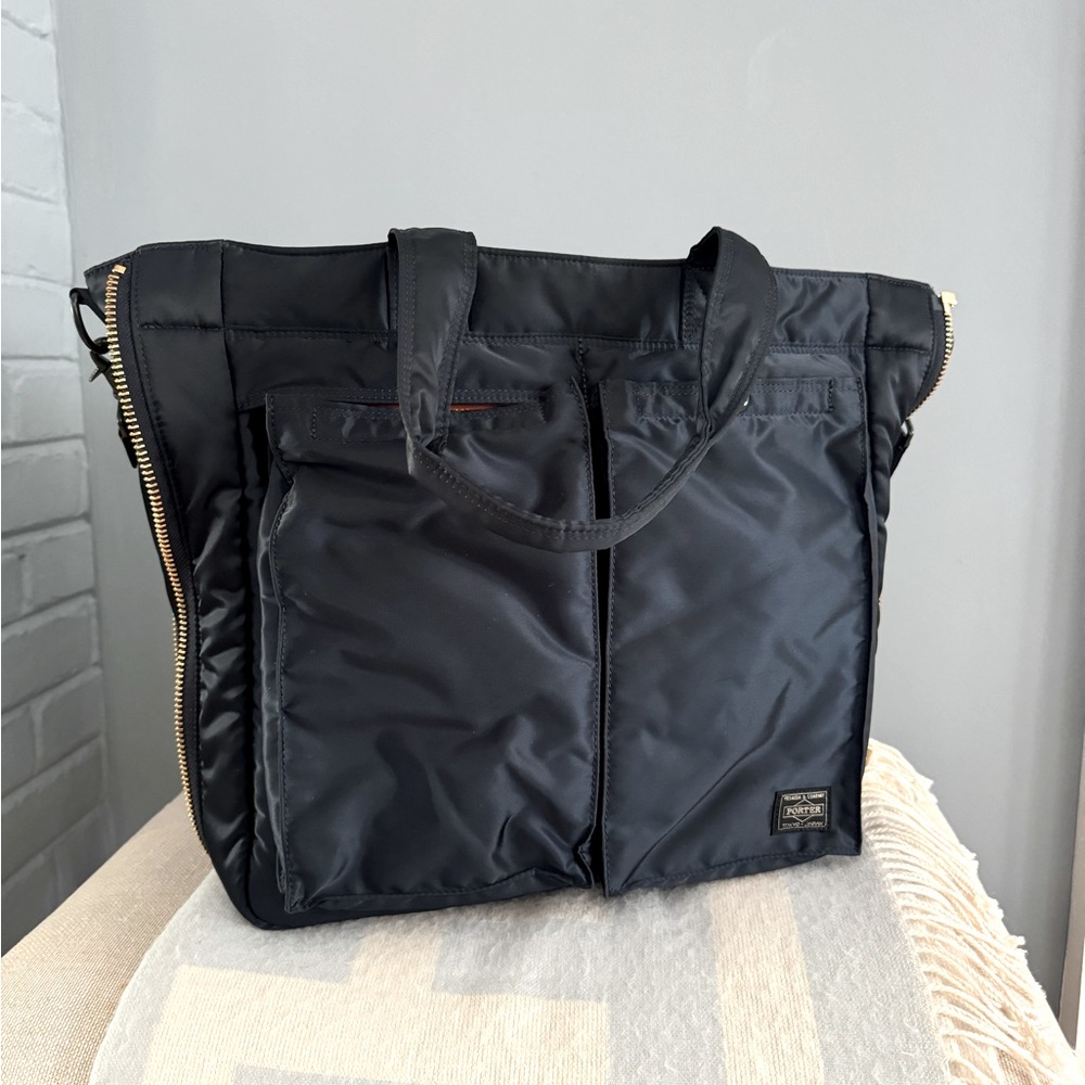 PORTER YOSHIDA & CO. TANKER 2-WAY TOTE BAG IN NAVY BLUE